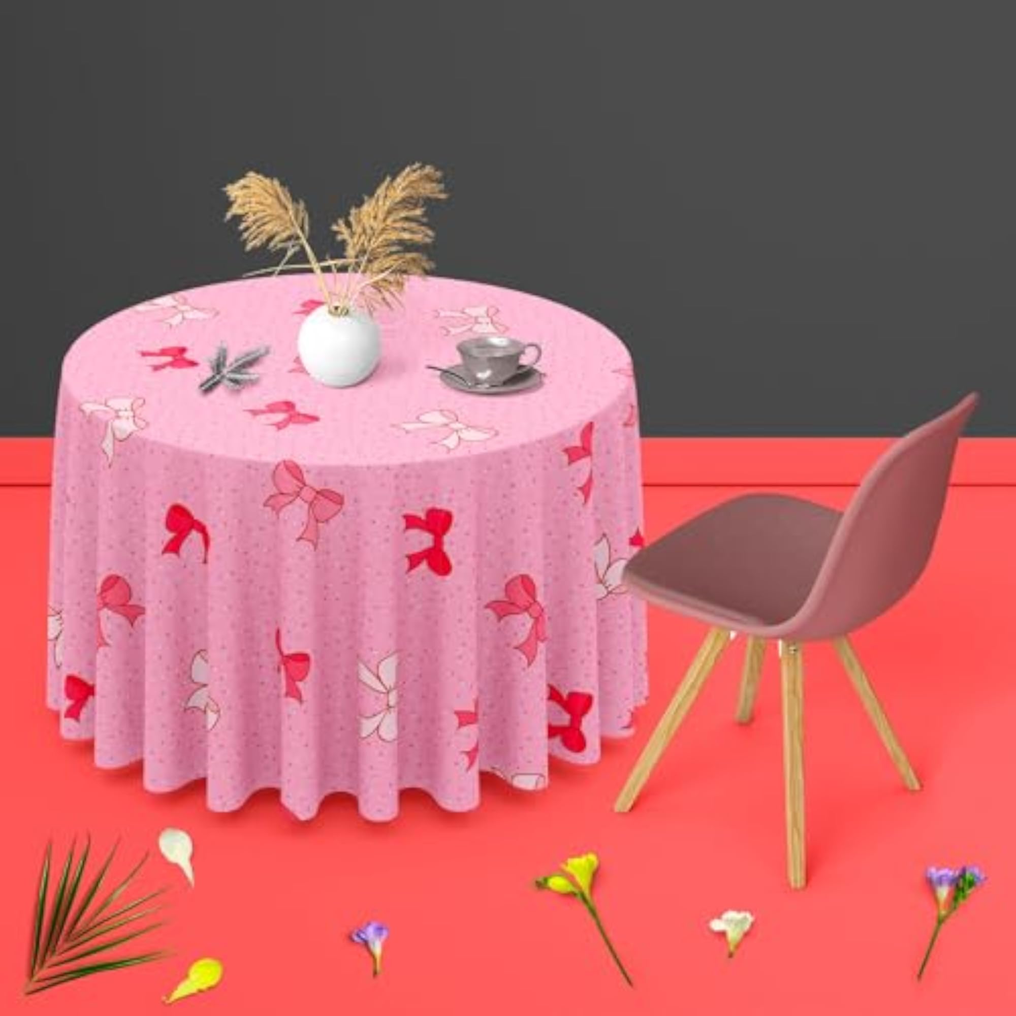 Pink Bows Table Cloth Cover for Dining Table