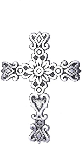 Castleore Easy Wall Hanging Home Decor Religious Christian Metal Cross for Wall | Best for Home, Office and As Gift | L 9.3* W 6.8 inch (Silver Antique)