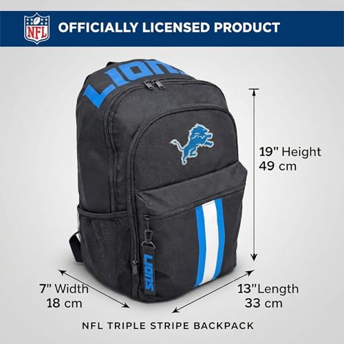 Image of NFL Detroit Lions Backpack - Triple Stripe Wordmark Design with Keychain