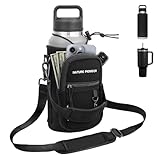 NATURE PIONEOR Water Bottle Holder with Strap,Water Bottle Carrier Bag Sling Sleeve with Adjustable Shoulder Strap & Handle and Large Phone Pocket for Walking,Hiking,Travelling for 32oz/40oz/46oz