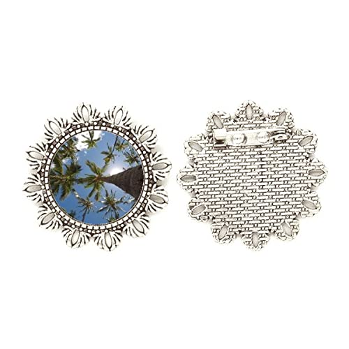 Broche de gancho en plata de diseño Art Deco con detalles de árboles y flores silvestres
