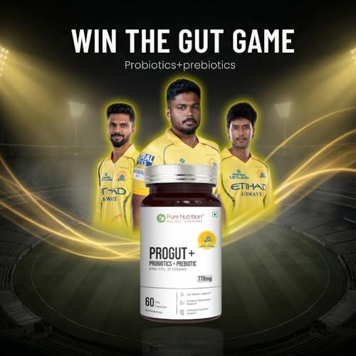 Image of Pure Nutrition Progut + | Probiotics Supplement 60 Billion CFU | Gut Health Supplements with Probiotic | Gut Cleanse with Prebiotics and Probiotics | Supports Digestive Health | Relief from Gas & Bloating - 60 Capsules