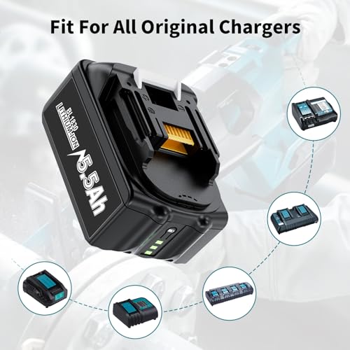 2-Pack 5500mAh for Makita 18V Battery, Compatible with Makita 18V LXT Battery, Upgraded BL1850B BL1840 BL1840B BL1830 BL1830B BL1815 18v Li-Ion Batteries with LED Indicator - Image 6