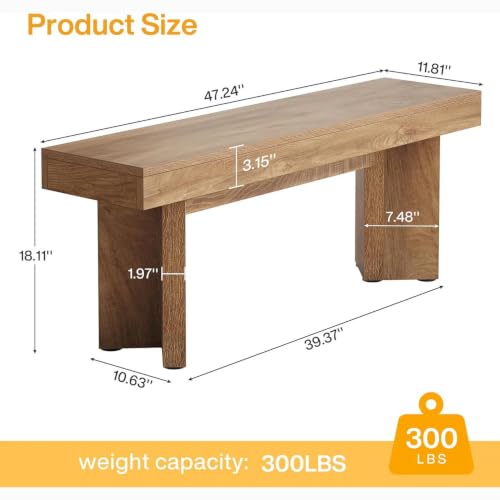 Image of Softa Entryway Bench, Kitchen Table Seating with Thickened Seat and Sturdy Triangular Base, Farmhouse Dining Bench for Dining Room, Hallway or Bedroom