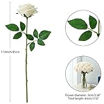 15pcs Ivory Roses Artificial Flowers Silk Fake Flowers Realistic White Roses Bouquet Long Stem for Wedding Home Party Birthday Decoration - Image 4