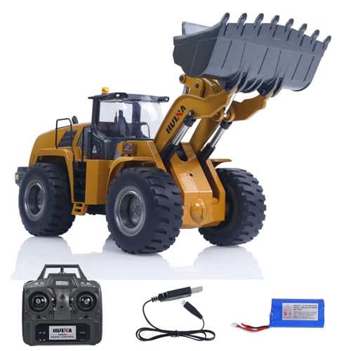 wheelfun US in Stock, 1/14 HUINA 2.4G 10CH RC Wheel Loader, 1583 Electric Lifting System, Alloy Cab...