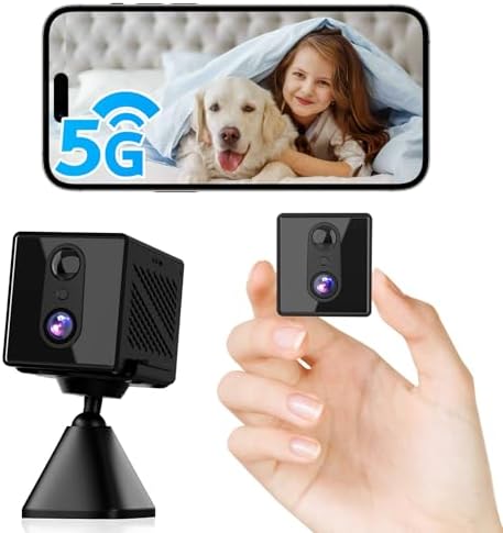 aidowocam Mini Kamera,5G WiFi Überwachungskamera Innen,Kamera Überwachung Innen,Kostenloser Cloud-Speicher, Lange Standby Akku Kamera,Bewegungsmelder,Nachtsicht,Unterstützt SD-Spei