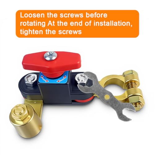 Image of STHIRA Car Battery Shut-Off Switch, Battery Disconnect Switch with Knob Control, Pure Copper Terminal Isolator Cut-Off for 12V /24V Vehicles, RVs, Boats, Trucks, and Off-Road Applications