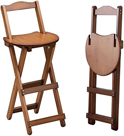 UDHSV Folding Bamboo Bar Stools,Kitchen Counter Height Stool with Backrest and Footrest, Portable Bar Chairs for Home, Kitchen, Breakfast, No Assembly,1,Piece Tea Color(Seat Height 45cm)