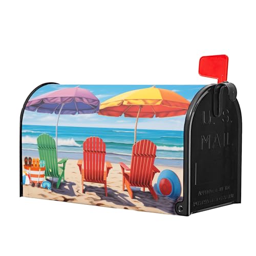Image of Summer Mailbox Covers Magnetic Beach Mailbox Cover Ocean Sea Magnetic Mailbox Cover Mailbox Wraps Standard Size 25.5 inch X 21 inch Holiday Garden Mailboxs Decorations for Outside Home