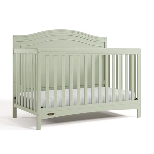 Image of Graco Paris 4-in-1 Convertible Crib – GREENGUARD Gold Certified, Converts to Toddler Bed and Daybed, Fits Standard Full-Size Crib Mattress, Adjustable Mattress Support Base (Sage)