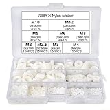 Gdfnmogo Assortiment de 780 rondelles plates en nylon blanc avec 9 tailles, rondelles isol...