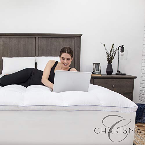 Charisma Luxury Plush 3.5-Inch Memory Foam Cluster And Gel Fiber Mattress Topper-Queen, White #TOP6
