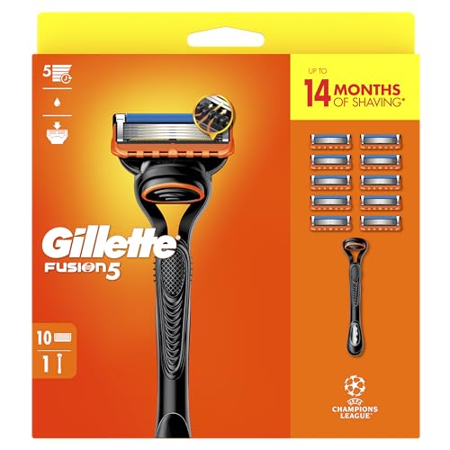 Gillette Fusion5 - Maquinilla de afeitar para hombre + 10 recambios de cuchillas de afeitar con recortadora de precisión, 5 cuchillas de afeitar antifricción Gillette Fusion5 - Maquinilla de afeitar para hombre + 10 recambios de cuchillas de afeitar con recortadora de precisión, 5 cuchillas de afeitar antifricción