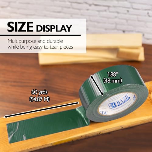 Image of BAZIC PRODUCTS Green Duct Tape, 1.88 in x 60 Yd, 12-Case | aggressive adhesive that tears by hand for repairs