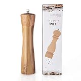 Solid Wood Salt Pepper Grinder 8" Manual Wooden Salt Grinder Pepper Mill Shakers Refillable with Adj