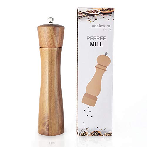 Solid Wood Salt Pepper Grinder 8" Manual Wooden Salt Grinder Pepper Mill Shakers Refillable With Adjustable Coarseness (8Inches) #TOP4