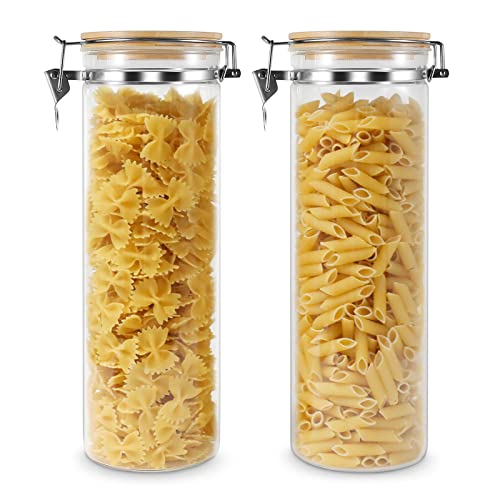 Leaf House 2X2200ml Luftdichter Vorratsgläser mit deckel, Haushalt Glasbehälter Vorratdosen Set für Lebensmittel Spagetti Getreide Bohnen Cover