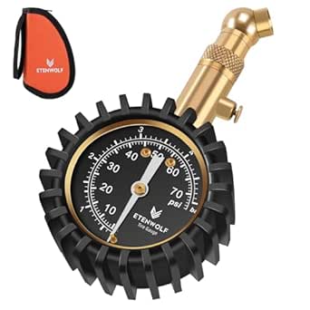 ETENWOLF Tire Pressure Gauge for Cars 0-75 PSI with Glow Dial