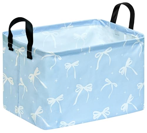 Image of Kids Storage Basket, Blue Bowknot Laundry Hamper