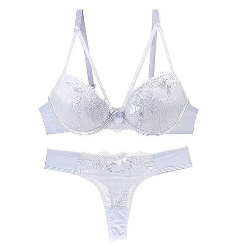 Sujetador De Ropa Interior De Mujer Usado para Empujar hacia Arriba El Vestido De Noche con Sujetador De Flores De Encaje,Blanco,90b