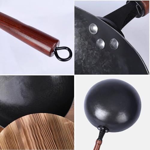 Wok de hierro tradicional martillado a mano 36cm miniatura 6