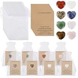 WAYASDCU 80 Sets Celebration of Life Favors Pocket Hugs Token Bulk Cards with Heart Shape Natural Stones...