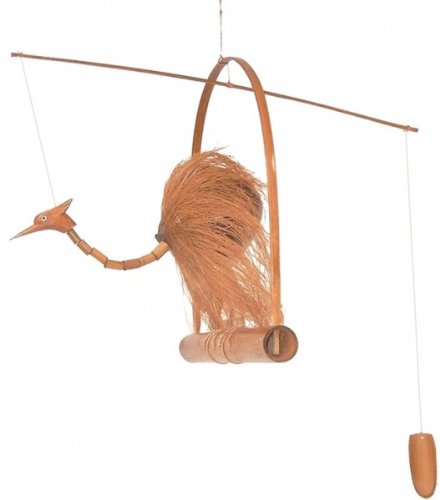 Kunsthandwerk Asien Windspiel Vogel natur klein aus Holz Cover