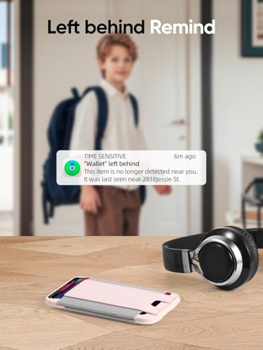 Miroddi Credit Card Holder with Find My, Premium Leather Small Wallet for Women, RFID Blocking Slim Card Wallet for Women Men, Minimalist Business Credit Card Wallet, Holds Up to 14 Cards, Pink4