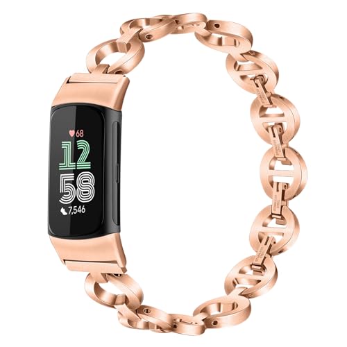Dhwazz Dressy�W���G���[�o���h Fitbit Charge 6 / Charge 5 ���f�B�[�X �X�e�����X�X�`�[�� �����p�X�g���b�v