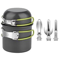 TAFONUP Camping Geschirr Set, Aluminium Camping Töpfe, Outdoor Kochgeschirr, Faltbare Besteck, Picknick Topf, Mini Camping Kochset für Picknick Wandern