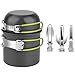 TAFONUP Juego de vajilla de Camping, ollas de Aluminio, Utensilios de Cocina para Exteriores, Cubiertos Plegables, Olla de Picnic, Mini Utensilios Cocina Camping Kit para Camping, Picnic y Senderismo