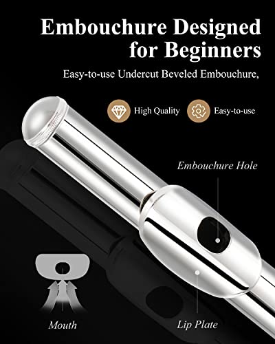 Image of Eastar 16-Key Closed Hole C Flute Kids Beginner, Nickel Full Kit, EFL-1