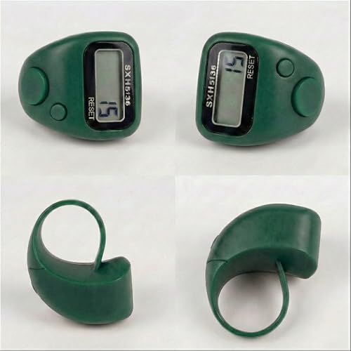 Image of Digital Finger Tally Counter, 5-Digit LCD Display, Ring Design with Reset Button (Pack of 1) (Green)