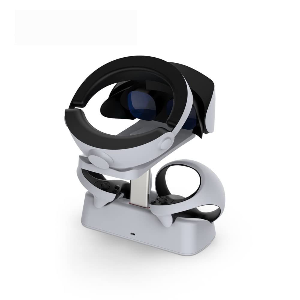 Stazione di ricarica per controller PS VR2 con display, dock di ricarica veloce per Playstation VR2 accessori per cuffie con LED, dock di caricamento/supporto per cuffie VR PS VR2, bianco 2515