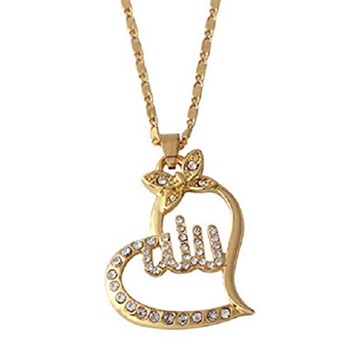 Eleusine Arabic Women Gold Color Muslim God Islamic Allah Charm Necklace Pendant Ramadan Jewelry Chain Necklace
