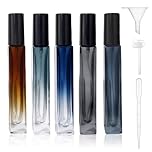Aieino 5PCS 10ml Travel Perfume Atomiser Refillable - Portable Perfume Bottle Mini Aftershave Atomisers Spray Bottles Non Leakable with Funnel Dispenser for Women Men, Pocket Handbag(Tall)