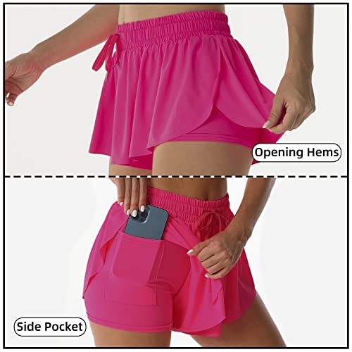 Image of Flowy Athletic Shorts for Women Running Tennis Butterfly Shorts Girls 2-in-1 Double Layer Quick-Drying Comfy Shorts