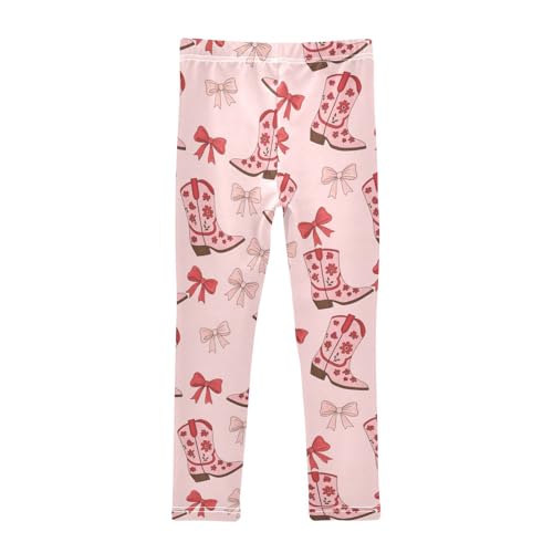 J JOYSAY Bow Tie Cowboy Boots Girls Leggings Soft Comfortable Stretchy Kids Toddler Leggings Size 4-10T2