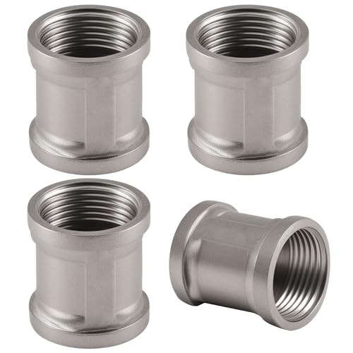 4 Stück Edelstahl Muffe, Doppelnippel 1 Zoll IG/IG, 1\" Innengewinde Muffe Edelstahl, Innengewinde Verbindungsstück Adapter, DN25 Doppelmuffe Anschlussnippel für Rohranschluss