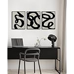 PHOPAGO Black Abstract Wall Art Ink Wash Minimalist Lines Framed Canvas Painting Artwork 11x14in Black Framed - Image 4