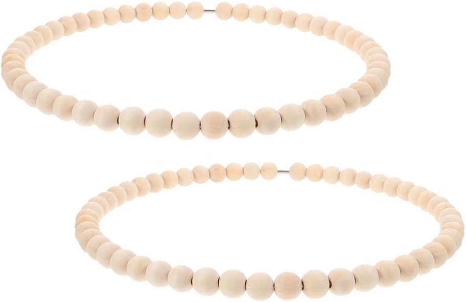 SUPVOX 2pcs DIY Wooden Bead Wreath with Stainless Steel Hoop Elegant Boho Decor for Weddings Parties and Home Decoration Durable and Reusable Floral Arrangement Crafting