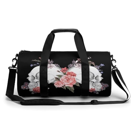 Sac de voyage fleurs et crâne de 45cm idéal pour camping et randonnée