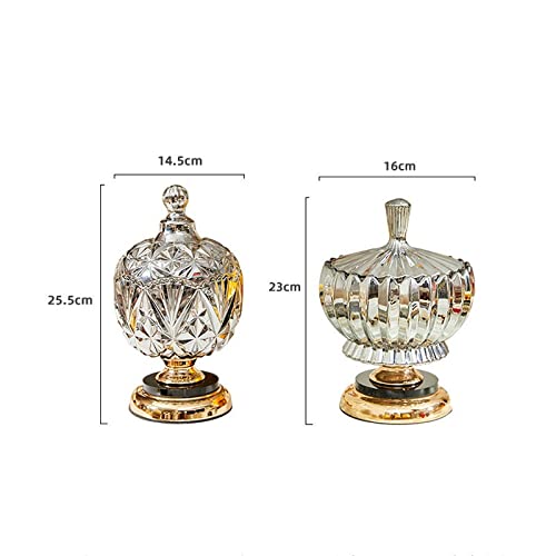 Yasez Crystal Glass Candy Jar Transparent Decorative Storage Tank With Cover Plating Gold Base Storage #TOP1