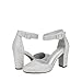 Imagen de DREAM PAIRS Zapatos de Tacón Acho Cómodos Clásicos de Punta Redonda Zapatos de Salón Alto con Tira de Tobillo Bodas y Fiestas Plata