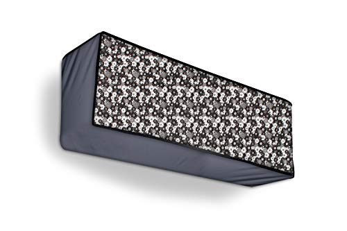 Image of Split Ac Cover Indoor Unit for 1.5 Ton Capacity Water Resistance & DustProof (Grey Black White Flower)
