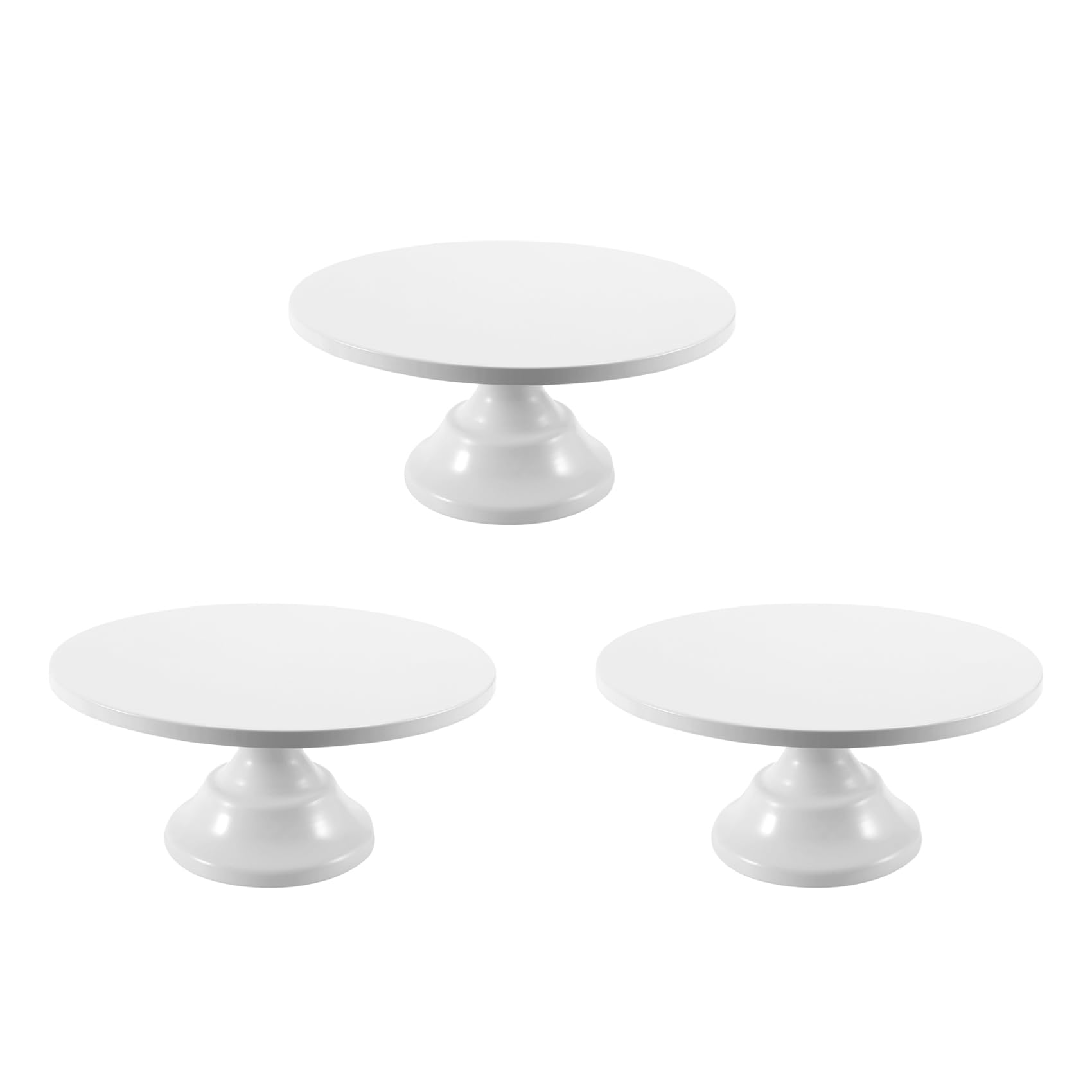 Alzata bianca per torte, 5 pezzi, in metallo, decorazioni da tavola per dessert, set per matrimoni, feste di compleanno, anniversario (3 alzate rotonde per torte e 2 vassoi da dessert