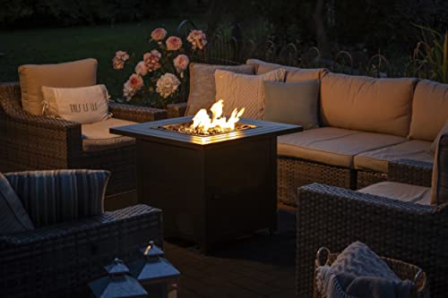 Endless Summer 30 Inch Square 30,000 Btu Lp Gas Outdoor Fire Pit Table With Steel Mantel, Slate Finish, Black Fire Glass, And Protective Cover, Black #TOP6