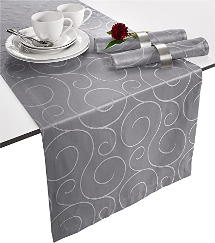 Erwin Müller Tischläufer, Tischdecke Oberhausen, Jacquard Ranken grau...