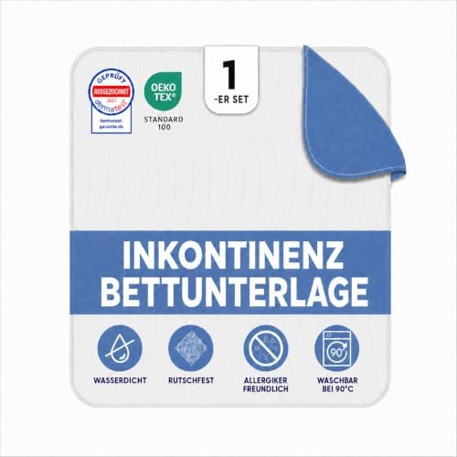 Dreamzie - Inkontinenz Bettunterlage 75x90 cm (1er Set) - Betteinlagen | Oeko-Tex Zertifiziert · Inkontinenzunterlage waschbar · Saugfähig & Wasserdicht Matratzenschutz · Maschinen